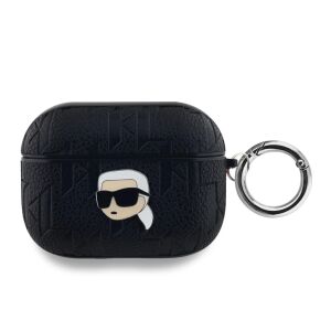 Czarne etui Karl Lagerfeld AirPods Pro z motywem Karl Head - Zestaw słuchawkowy