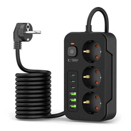 Tech-Protect Power Socket distribútor 3*USB-C+3*USB-A 2M čierny 137640142