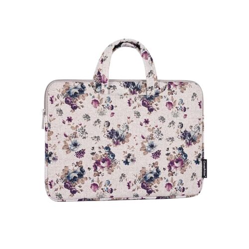 CanvasArtisan Bézs Virágos Laptop Táska 15-16 hüvelyk
