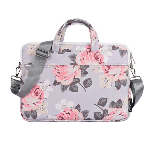 CanvasArtisan 13-14 Zoll Laptoptasche mit Blumenmuster, grau