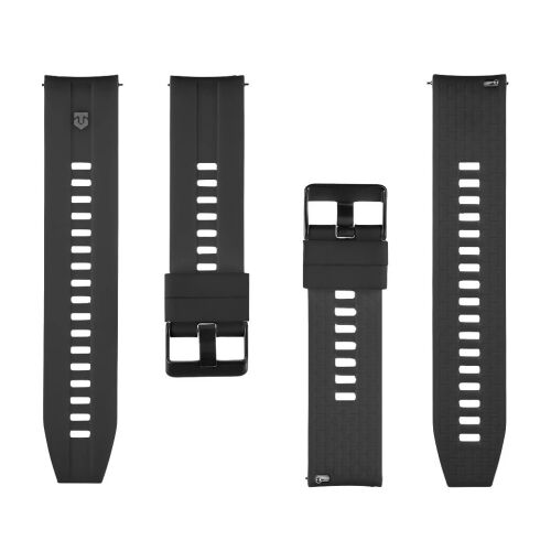 Tactical 18mm Schwarzes Silikon Uhrenarmband Set