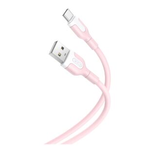 Różowy kabel XO NB212 USB do USB-C, 1 metr, 2.1A - XO Kabel USB
