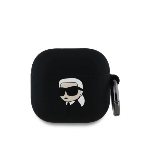 Czarne etui Karl Lagerfeld AirPods 4 z logo Karl Lagerfeld