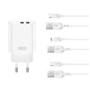Set încărcător de rețea XO CE34 cu 2*USB-A 2.4A + cablu Lightning 137640765 - Încărcător de telefoane