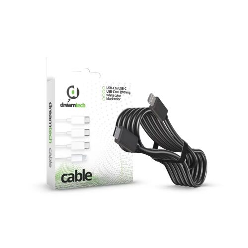 Dreamtech Fekete Lightning - USB-C Kábel 2.4A 20W iPhone-hoz és Androidhoz - Dreamtech