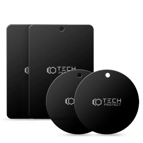 Tech-Protect fekete mágneses lapok telefontartóhoz, kerek és szögletes fémlemezek - Autós telefontartó
