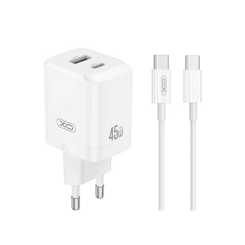 XO CE36 Fehér Hálózati Töltő szett PD45W 1*USB-A / 1*USB-C + USB-C kábellel 137642989