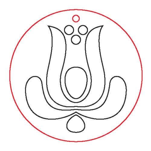 Fafigura fa fülbevaló alap tulipán mintával, 6 db