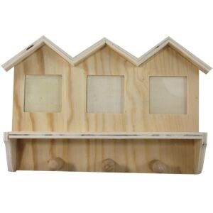 Raft de afișare foto montat pe perete din lemn cu cârlige - Obiect decorabil