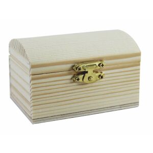 Cufu0103r din lemn cu capac curbat, 22x14x10 cm, cutie din lemn netratat cu u00enchizu0103toare metalicu0103 - Obiect decorabil