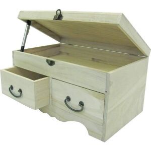 Comodă din lemn cu 2 sertare și capac rabatabil - Obiect decorabil