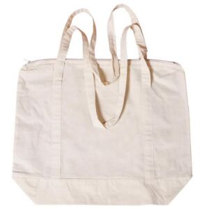 Geantă de plajă naturală din pânză, 45 x 40 cm, perfectă pentru articolele esențiale de vară - Obiect decorabil