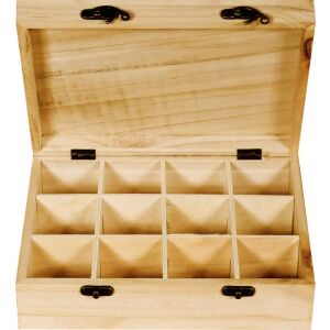 Fa teafilter tároló doboz 12 rekesszel - Művészet & Hobbi