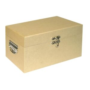 Cufăr din lemn cu mâner și încuietoare, cutie artizanală neterminată - Obiect decorabil