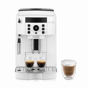 Biely kávovar DeLonghi Magnifica S pripravuje espresso a cappuccino - DeLonghi