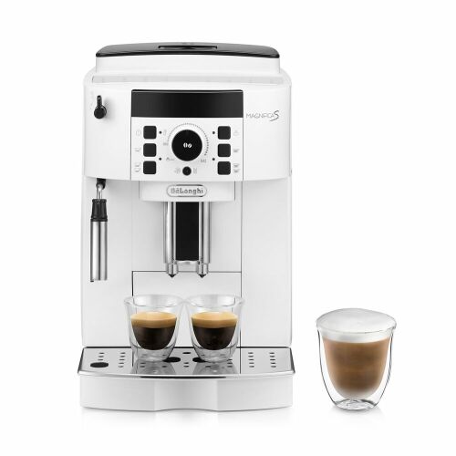 Biały ekspres do kawy DeLonghi Magnifica S parzy espresso i cappuccino