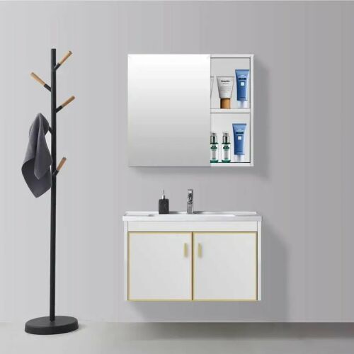 Weißes PVC Badezimmermöbel-Set T356/80 mit Spiegelschrank