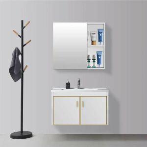 Biely PVC nábytkový set do kúpeľne T356/80 so zrkadlovou skrinkou - Kúpeľňový nábytok