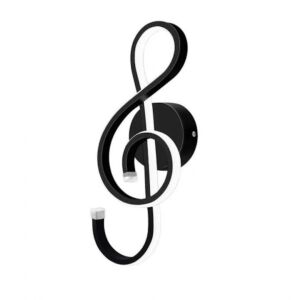 Близък план на LED стенна лампа G-Key, черен метален дизайн на музикална нота - Лампи и осветление