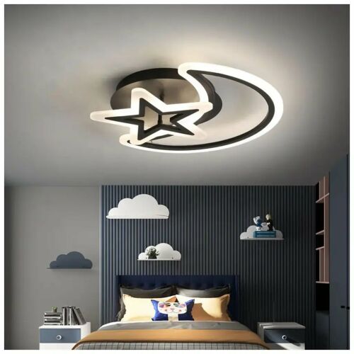LED Mond und Stern Deckenleuchte mit Fernbedienung, 78W, dimmbar, Schwarz