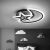 Czarno-białe zdjęcie lampy sufitowej LED Księżyc i Gwiazda w sypialni