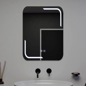 Oglindă LED dreptunghiulară Ulrich cu control tactil și sistem anti-ceață în baie - Oglinzi