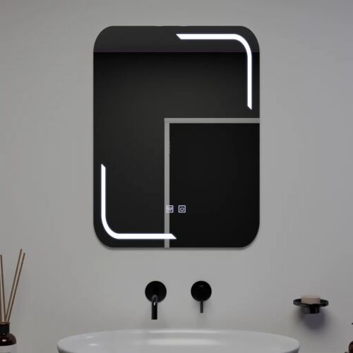 Rechteckiger LED-Spiegel, 60x80cm, Touch Ulrich, Antibeschlagsystem, dimmbar