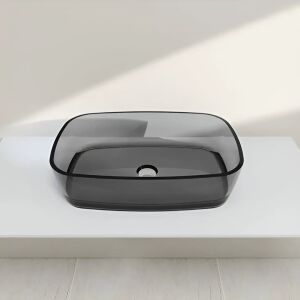 Umywalka łazienkowa z żywicy w kolorze ciemnoszarym 60x40 cm - Umywalka