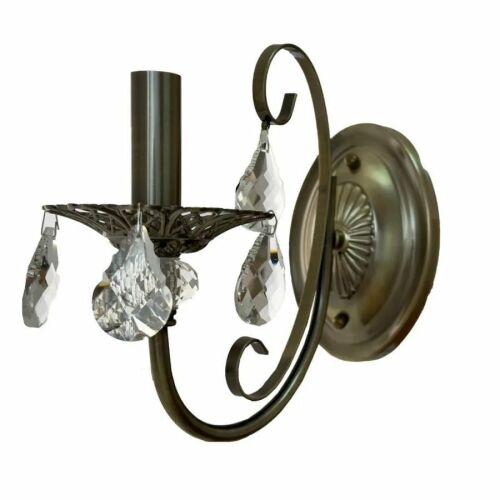 Lampa ścienna Alka w kolorze antycznego brązu z kryształowymi zawieszkami