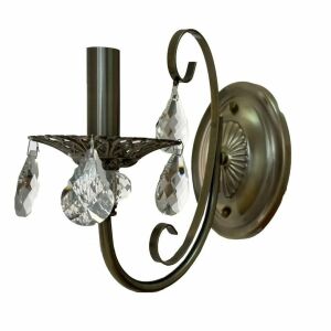 Nástenná lampa Alka antický bronz s krištáľovými príveskami - Nástenné svietidlá