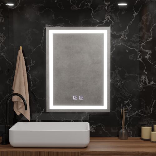 Oglinda LED Rectangulara, 60x80cm, Edge LUMINOUS Touch, Sistem Dezaburire, Dimabila