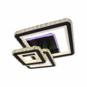 LED luster s diaľkovým ovládaním a krištáľom LEILA 154W, 3 štvorce, studené/teplé/neutrálne svetlo, stmievateľné, lesklý chrómovo-čierny 137653210 - Lampy&osvetlenie