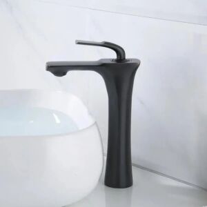 OD/2067 Schwarze Badezimmerarmatur - Moderner Einhand-Waschtischmischer - WC-Sitze, Duschkabine, Wasserhahn, Duschtür, Badezimmerschrank, Wäschekörbe und Brausegarnitur