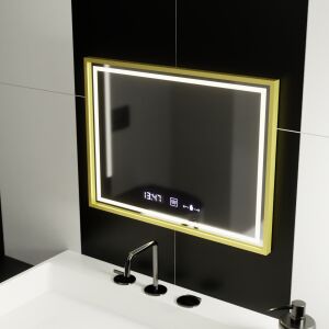 LED огледало Verite Royale Gold Marcello с цифров дисплей, функция против замъгляване, часовник и димер - Обзавеждане за всекидневна