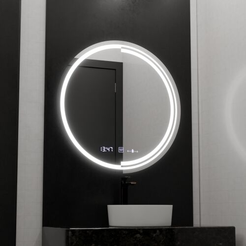 Oglindă de baie LED Consuel Marcello 60 cm cu MotionGlow, sistem anti-ceață, ceas și dimmer
