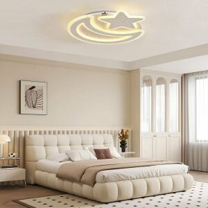 Żyrandol LED CORALIA RGB 81W z pilotem, Księżyc i gwiazdy, światło zimne/ciepłe/neutralne, ściemnialny, biały 137653839 - Lampy i oświetlenie