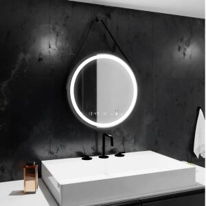 Celeste Majeste Noir Eleve MotionGlow Marcello 50cm LED-Spiegel mit Antibeschlag, Uhr und Thermometer im Badezimmer - Spiegel