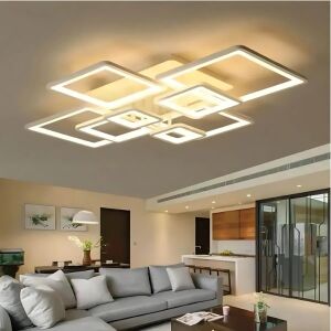 Żyrandol LED z pilotem ELLA 203W, 8 kwadratów, światło zimne/ciepłe/neutralne, ściemnialny, biały 137653966 - Lampy i oświetlenie