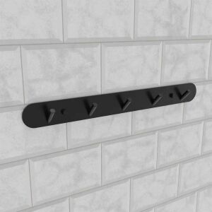 Schwarze Aluminium Wandhakenleiste für Badezimmer, 37 cm - Handtuchhalter