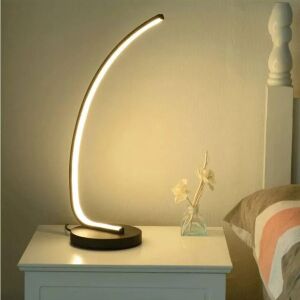 Lampă de noptieră LED Nemesis pe noptieră, design modern curbat, lumină caldă - Lămpi de podea