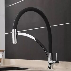 Küchenarmatur WZX/2018, schwarze und verchromte Küchenarmatur - WC-Sitze, Duschkabine, Wasserhahn, Duschtür, Badezimmerschrank, Wäschekörbe und Brausegarnitur