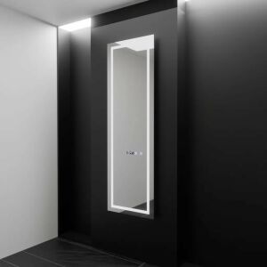 Oglindă LED Giulia Marcello Dressing Couture 45x140cm cu senzor radar, sistem anti-aburire, ceas și termometru - Mobilier de living