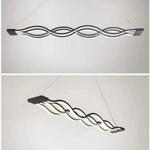 Żyrandol wiszący LED WAVE 76W z pilotem, liniowy, światło zimne/ciepłe/neutralne, ściemnialny, czarny, regulowana wysokość 137656883 - Lampy i oświetlenie