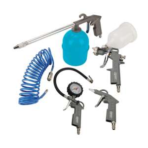 Kompresszor kiegészítő szett (5 db-os) LXA101, 5 darabos kompresszor kiegészítő szett, tartalmaz permetező pisztolyt, nyomásmérőt, fúvópisztolyt és tömlőt - Tornado