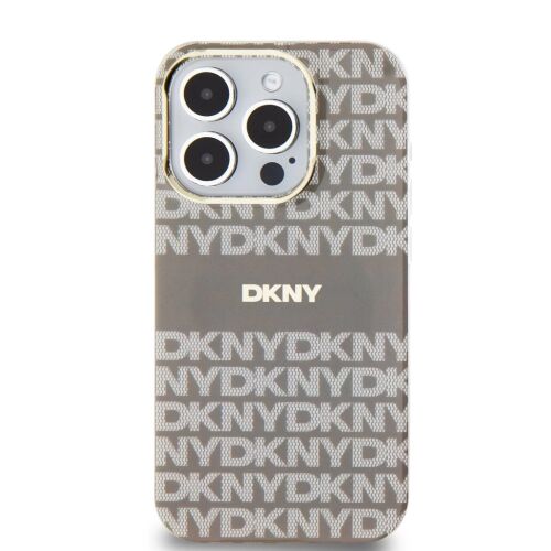 Elölnézet a DKNY bézs iPhone 15 Pro MagSafe védőtokról - DKNY