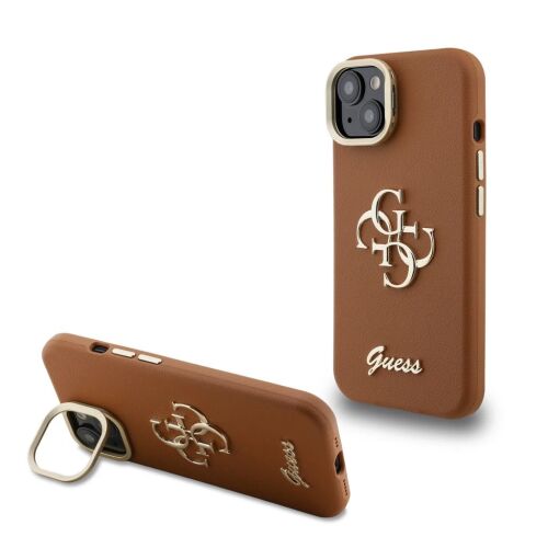 Guess barna iPhone 14 tok 4G logóval és állvánnyal - Telefontok