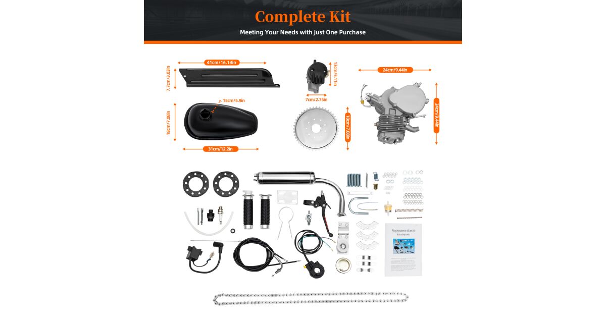 80CC Bicycle Engine Kit, High Speed Up to 24.8mi/h, Large Fuel Tank ...