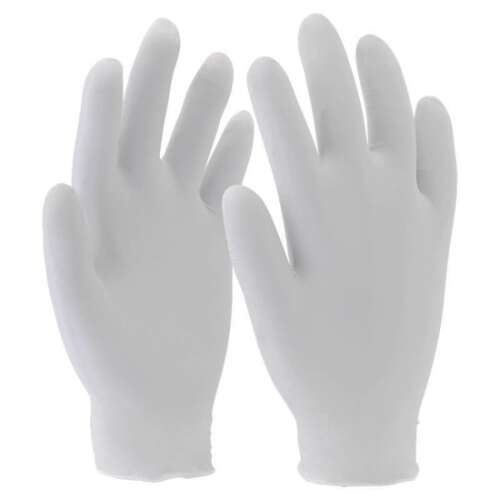Púdermentes latex egyszerhasználatos kesztyűk párja, L méret, 100 darabos csomag