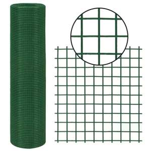 Zöld PVC bevonatú hegesztett drótháló, 10 x 1 méteres, 12,7 x 12,7 mm-es szemmérettel, 0,6/0,9 mm-es drótmérővel - JKH