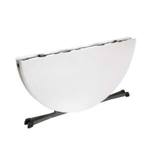 Lifetime 152 cm-es kerek összecsukható asztal, fehér lap, szürke váz, összecsukva - Lifetime